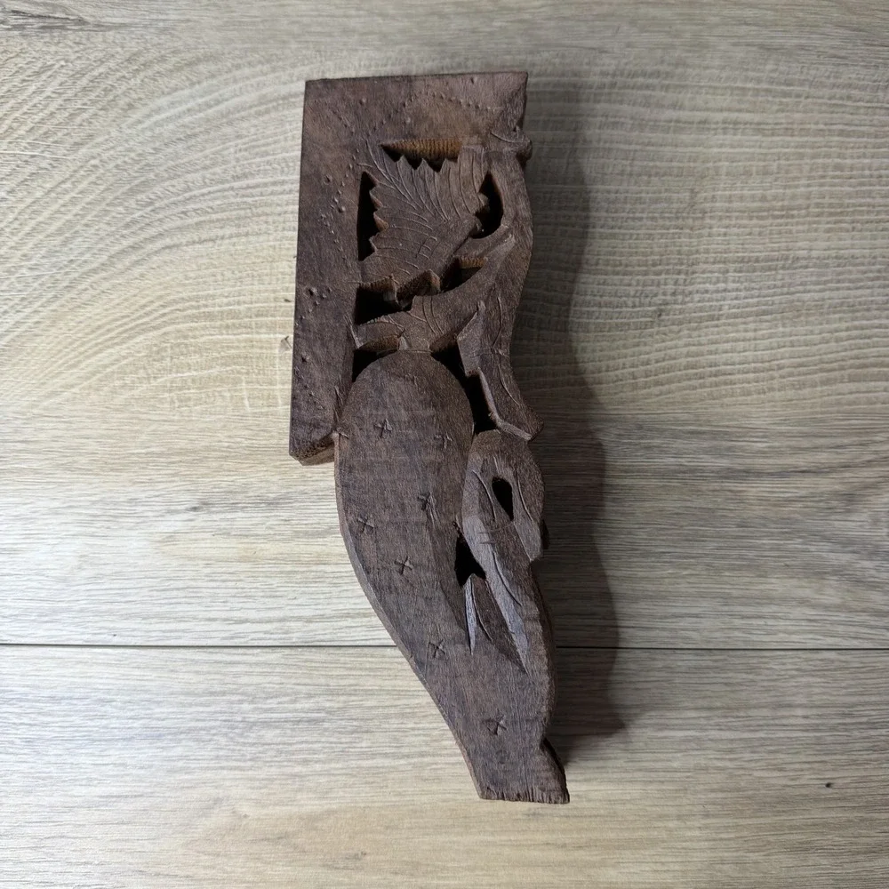 Hand‎ Carved Wooden Small Folding Book Stand Leaf Scroll Display Riser Bohemian